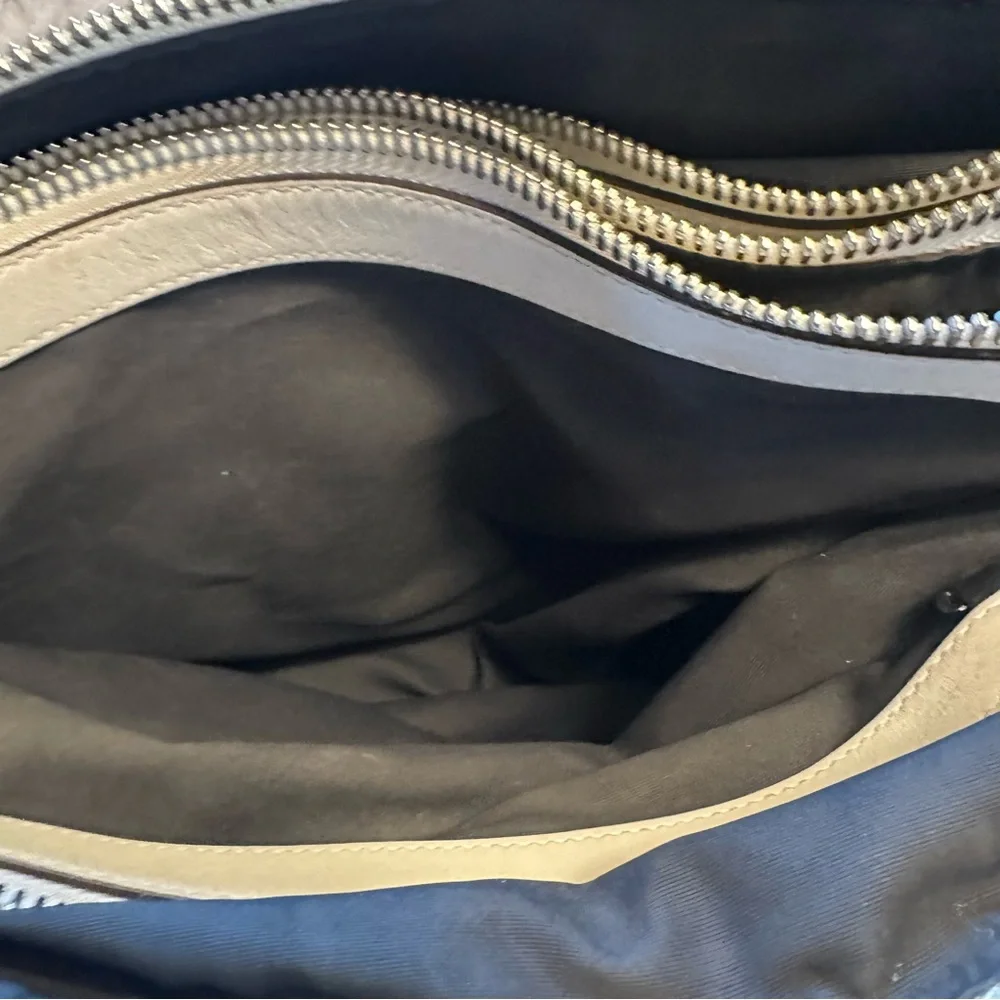 Coach Cream and Tan Satchel with Silver Hardware